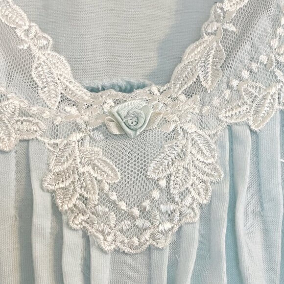 Miss Elaine Short Nightgown Women's Size Small Lightweight Cap Sleeves Blue Aqua - Picture 5 of 10
